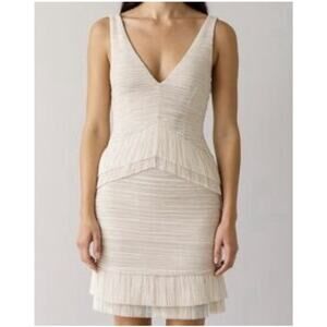 BCBGMAXAZRIA Sven pleated Peplum ruffled mini dress Size M